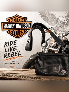 Harley-Davidson Black Leather Shoulder Bag Y2K